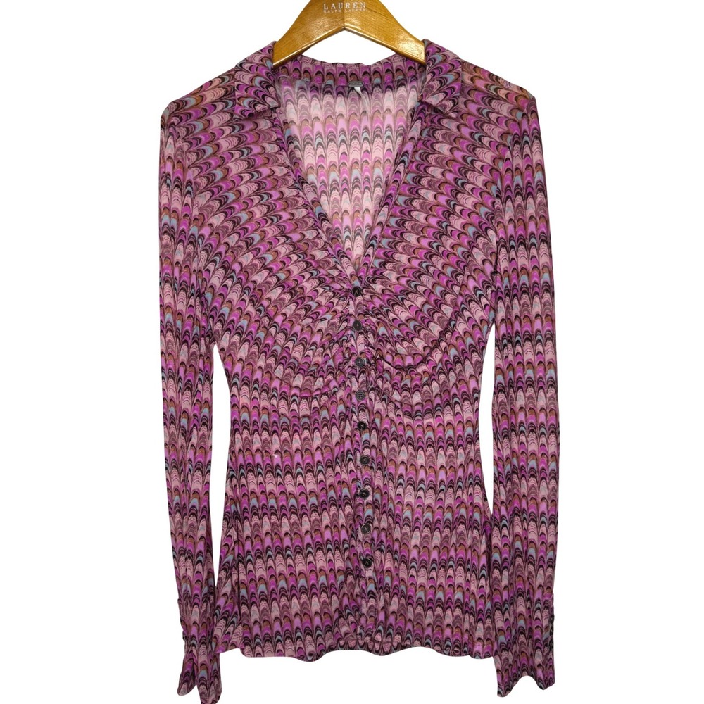 Free People Lucky Shiree Long Sleeve Mesh Top‎ Medium Berry